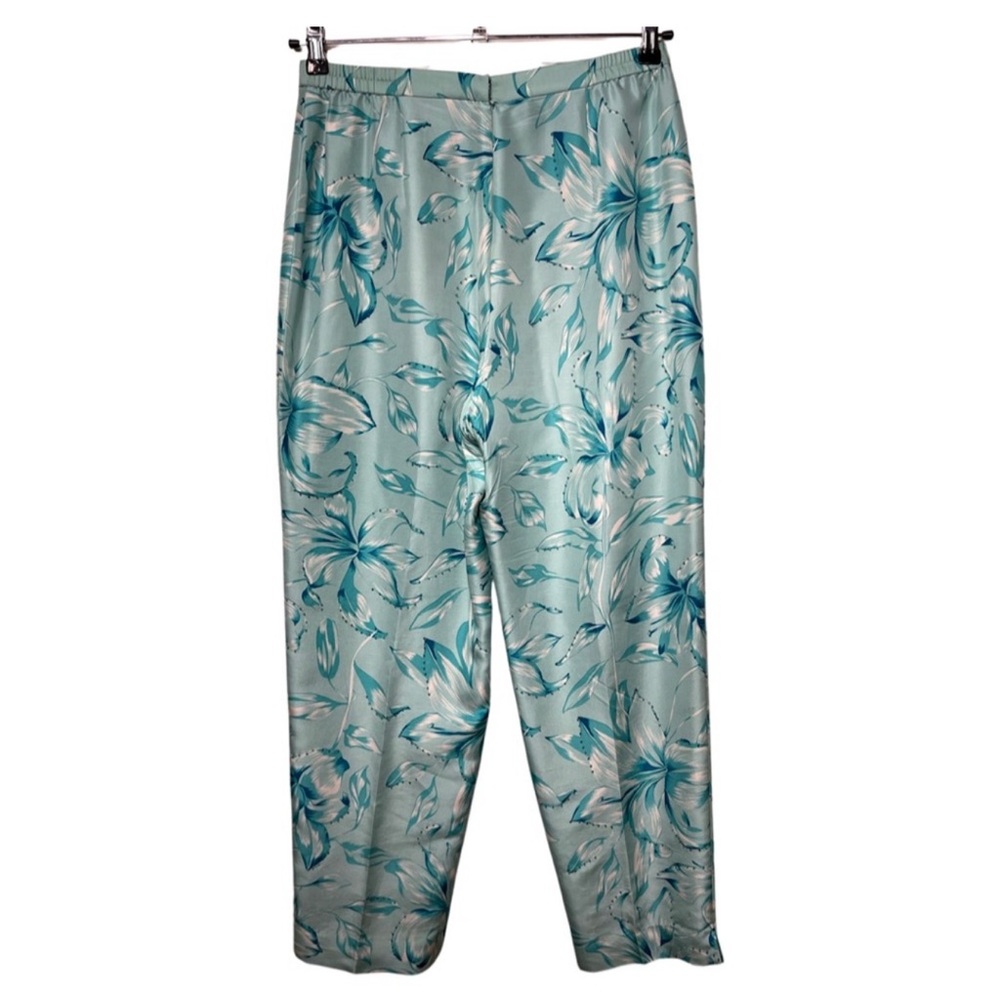 Adrianna Papell Floral Pants in Teal and White